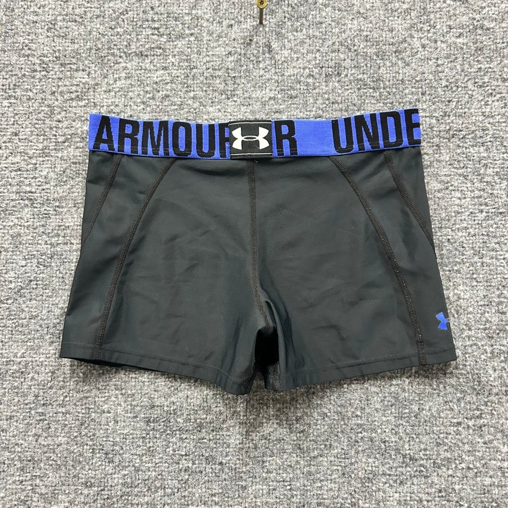 Under Armour Shorts Womens Size S Black Compression Athletic Gym Stretch Blue